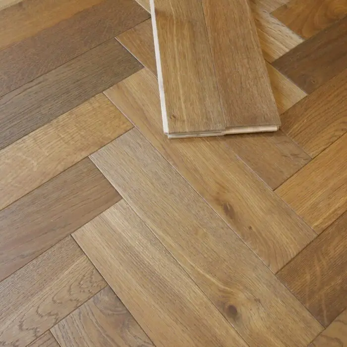 FMYTD Engineered Herringbone, Smoked Brushed UV Oiled